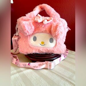 NWT MY MELODY FLUFFY PINK TWO WAY BAG
